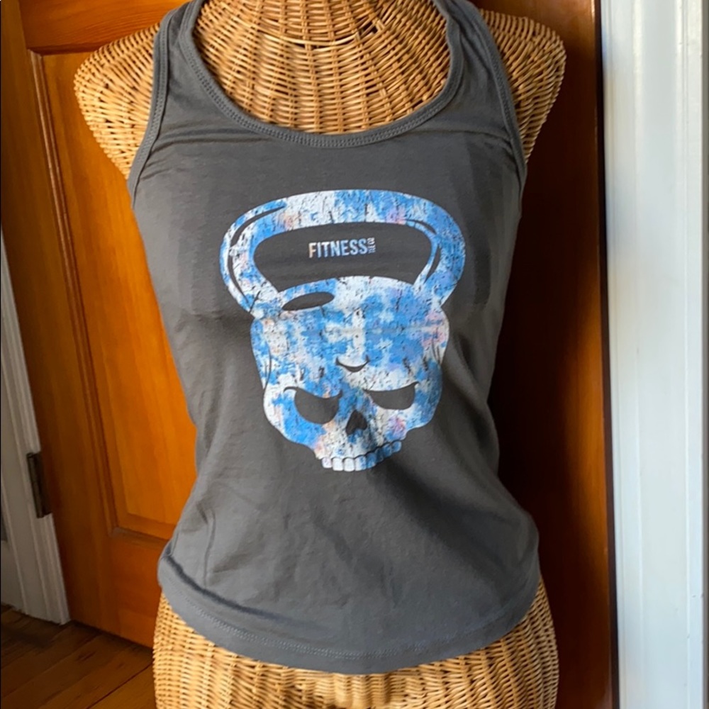 Skull kettlebell racer back tank xs